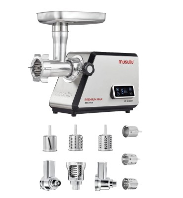 Musullu Premium Max 3500W Et Kıyma Makinesi – Dijital Ekranlı, Metal Dişlili, Rende ve Kıyma Aparatlı