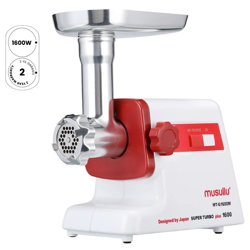 Musullu 1600w MT-G1600M Süper Turbo Et Kıyma Makinesi, Rende Başlıkları